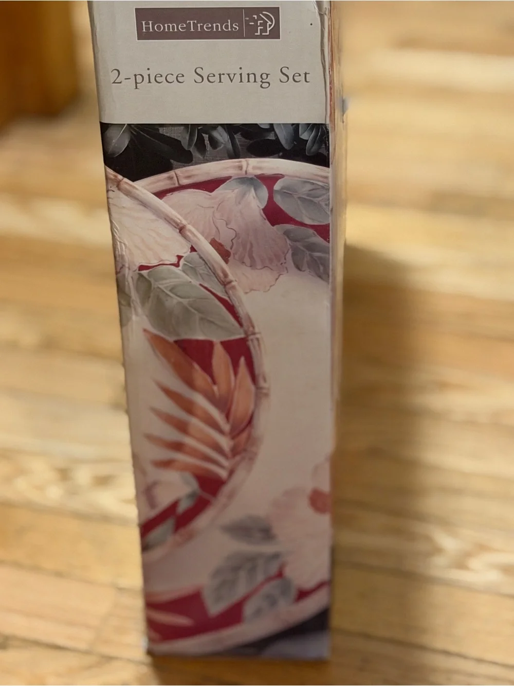 Red and Cream Floral Decorative Serving Plate Set - 2 Piece